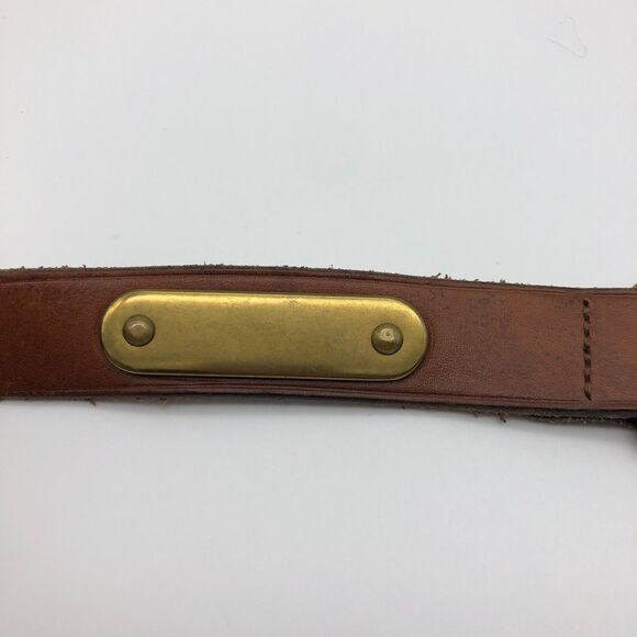 Polo Ralph Lauren Italian Leather Belt Mens Size 38 Brass Placard Customizable - Picture 2 of 9